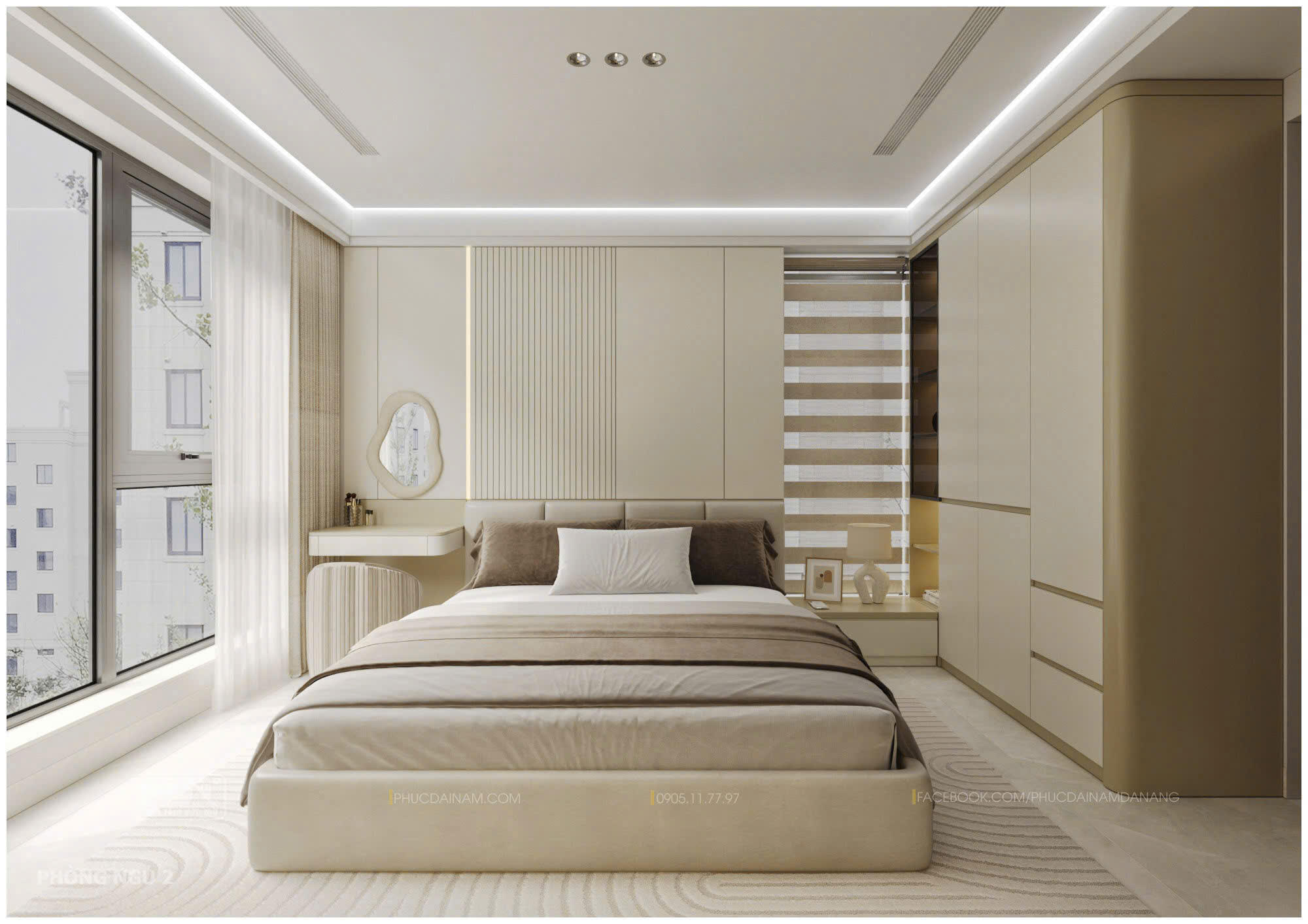 ハン川ビューのパノラマ・リバーサイド2ベッドルームアパートメント