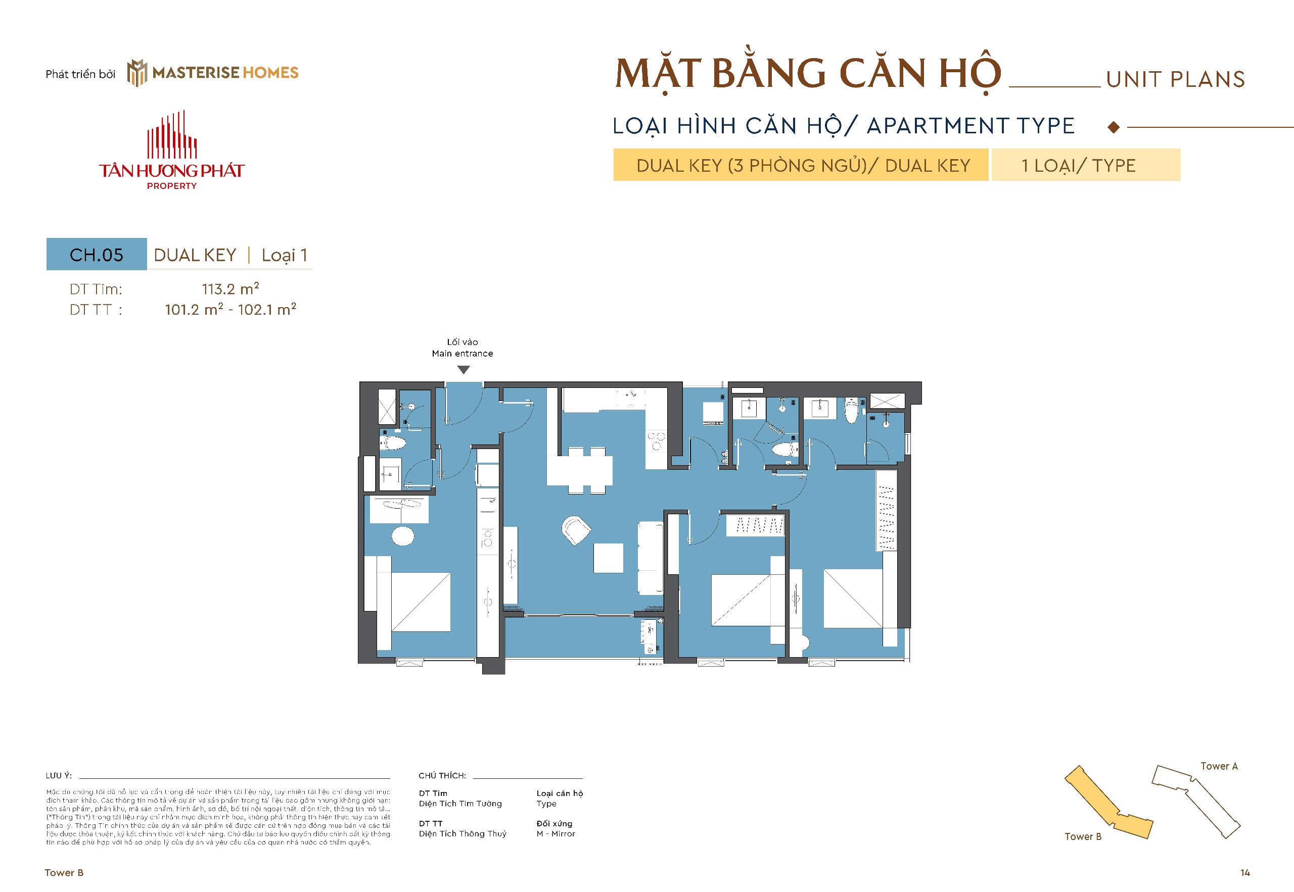 Luxury Condo Masteri Rivera Danang - Dual Key 3 Bedroom Apartment Da Nang