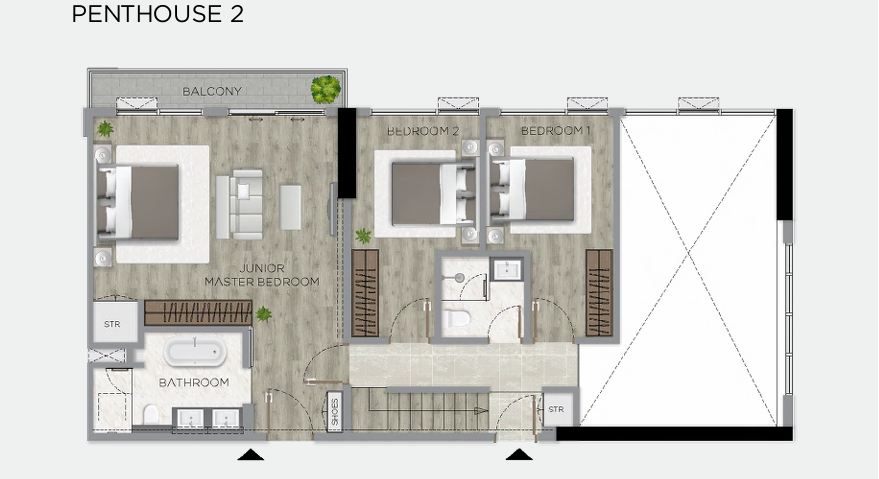 Căn hộ áp mái Duplex sang trọng tại Filmore - 4 phòng ngủ
